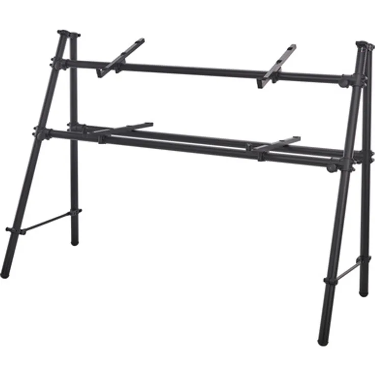 Jaspers 2D-145B, Keyboardständer aus schwarz pulverbeschichtetem Aluminium, für 2 Keyboards, höhenverstellbar, klappbar, max. Belastung 40 kg, made in Germany