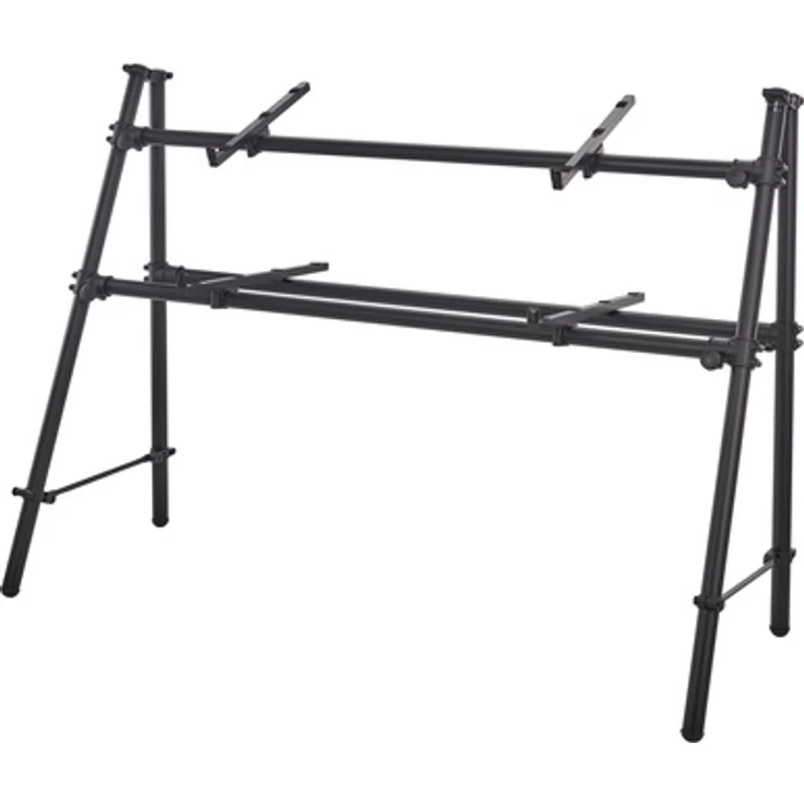 Jaspers 2D-145B, Keyboardständer aus schwarz pulverbeschichtetem Aluminium, für 2 Keyboards, höhenverstellbar, klappbar, max. Belastung 40 kg, made in Germany