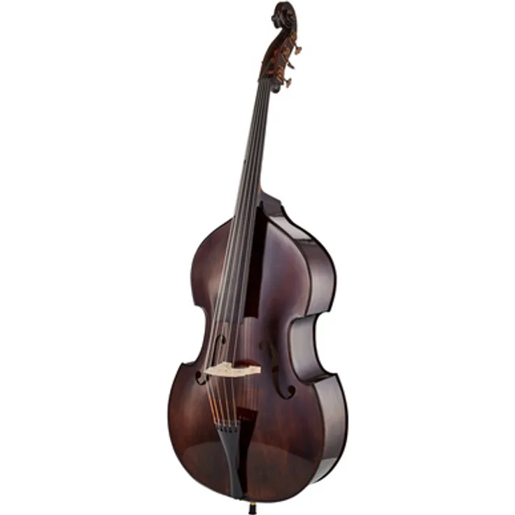 Georg Walther Concert Double Bass 3/4 5S DB, vollmassives Konzertinstrument mit H-Saite, dunkelbrauner Spiritus-Handlackierung