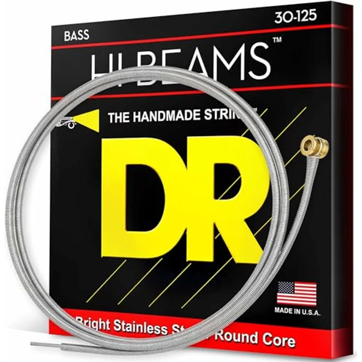 DR Strings Hi-Beam MR6-30 E-Bass Saiten, 6-Saiter Set aus Edelstahl, Rundkern, Medium 30-125 mit brillanten Klang und geringerem Bundenverschleiß – Bild 1