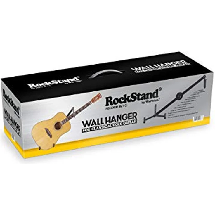 Rockstand Acoustic Guitar Wall Hanger, Gitarrenständer für 1 Klassik/Western Gitarre oder Akustik Bass, schwarz, mit Schaumstoffpolsterung und Pin-Lock System – Bild 3