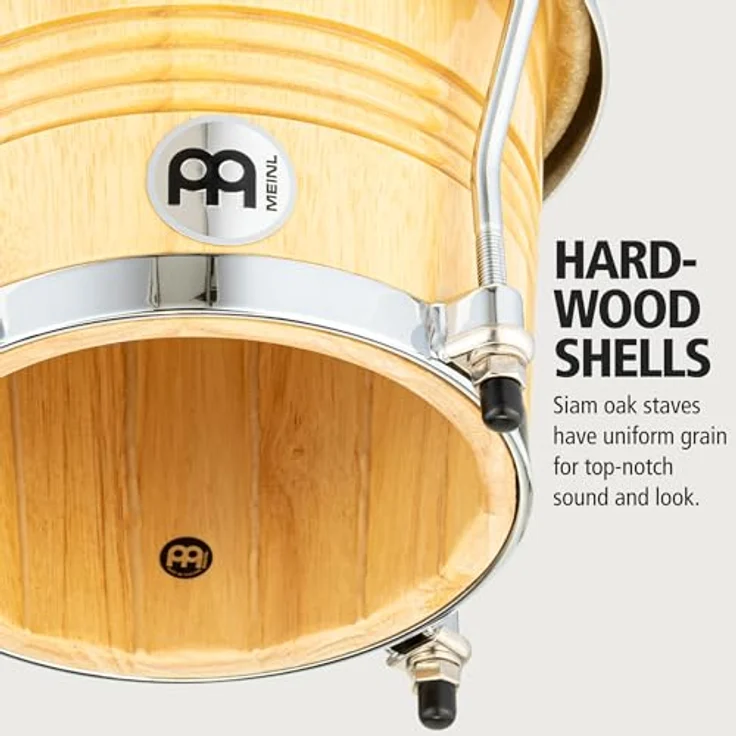 Meinl WB200NT-CH Bongoset, 6 3/4" und 8", Gummibaum, handselektierte Büffelfelle, hochglanz Finish, chrom Hardware – Bild 2