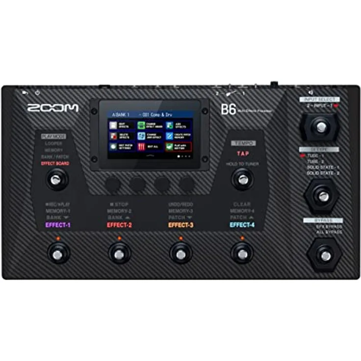 Zoom B6 Bass-Multieffektprozessor Pedalboard mit 9 Fußschaltern, Touchscreen, DI-Boxen, Looper und USB-Audiointerface für Studio & Bühne