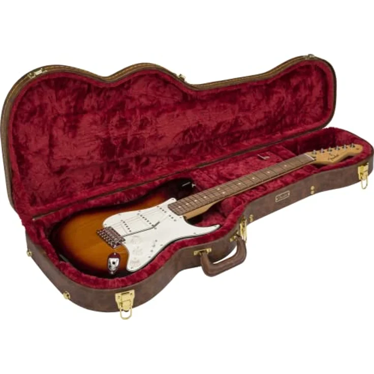 Fender Classic Serie Poodle Case für Stratocaster®/Telecaster®, Gitarrenkoffer mit antikisiertem Kunstleder, braun, mit goldfarbiger Hardware und gepolstertem Innenfutter – Bild 4