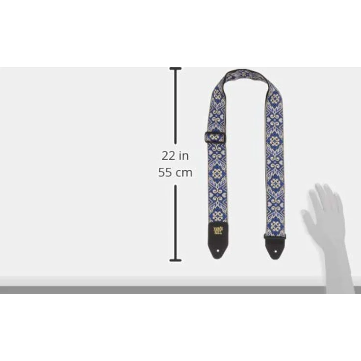 Ernie Ball E-Guitar Strap Tribal Blue, stabiler Gitarrengurt aus Polypropylen mit Leder-Enden, extra lange Ausführung 104-182 cm, Farbe Tribal Blue Jacquard, Made in USA – Bild 2