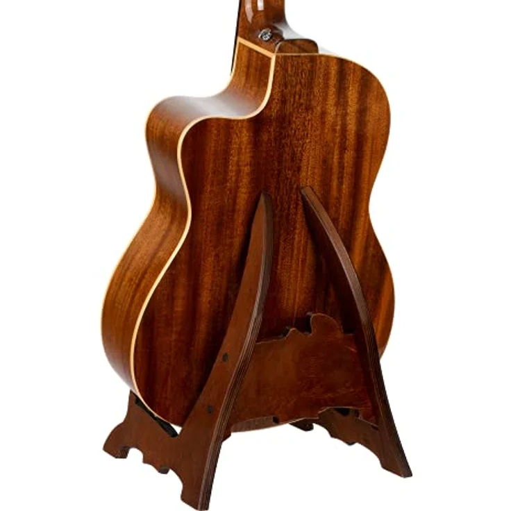 Ortega Guitars Wood Guitar Stand, Gitarrenständer aus Birke in Dunkelbraun für Akustik- und E-Gitarren, einfach aufzubauen mit Anti-Rutsch Polsterung – Bild 3