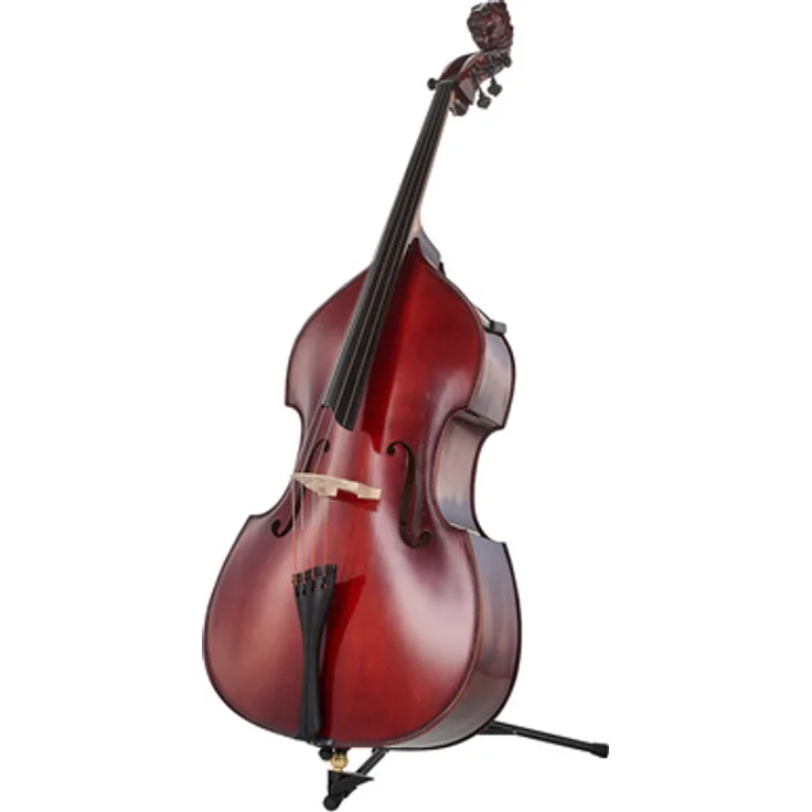 Meister Rubner Solo Double Bass Lion's Head, 3/4 vollmassives Soloinstrument mit dunkelrot-seidenmatter Spiritus-Handlackierung, Fis-H-E-A Stimmung, Ebenholzgriffbrett, spezielle Rubner Mechanik