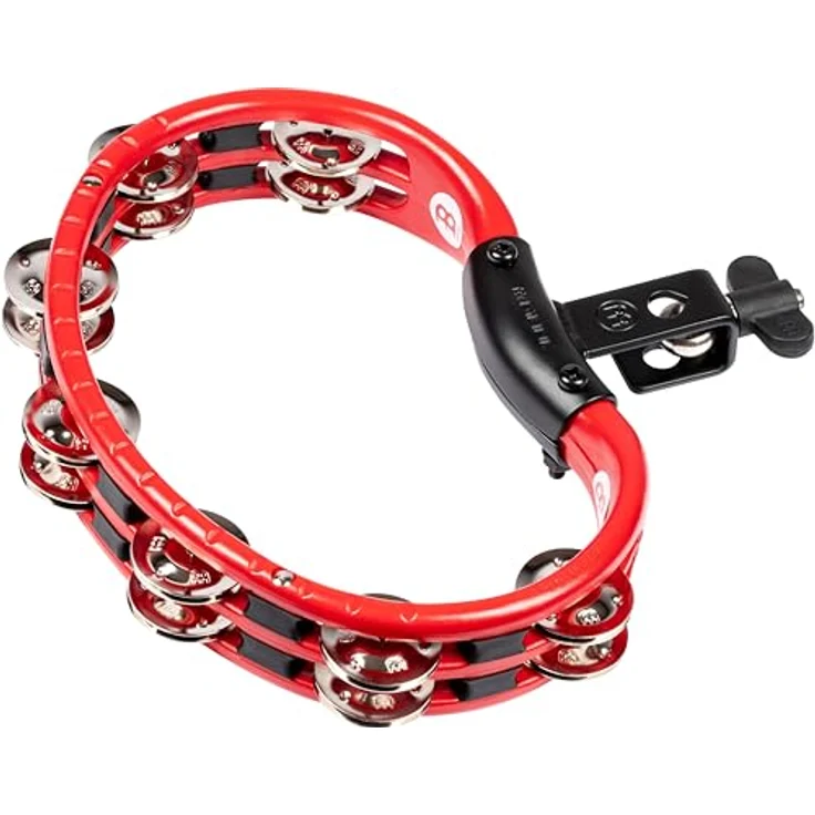 Meinl TMT2R Drummer Tambourine, montierbare Version mit ABS-Kunststoff Rahmen und 14 Paar Stahlschellen, rot – Bild 1