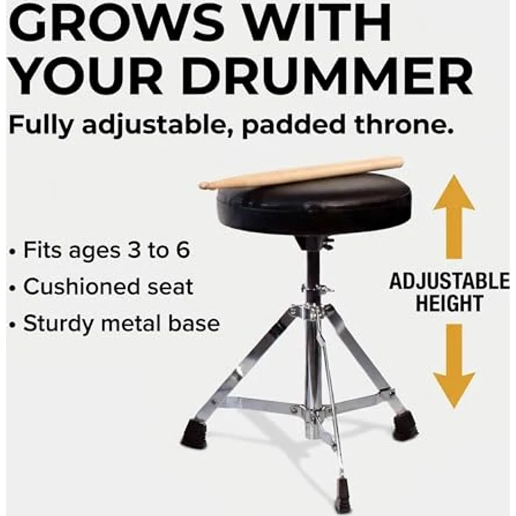 Music Alley DBJK02-BK, 3-teiliges Anfänger-Drumkit für Kinder, Black - Besonders robustes Holz und Metall, 14-Zoll-Bassdrum – Bild 5