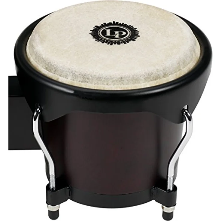 LP City Series Bongo Set LP 601NY-DW, 6" + 7" Durchmesser, Siamesisches Eichenholz, Dunkle Holzfarbe, mit Naturfellen und Stimmschlüssel – Bild 3