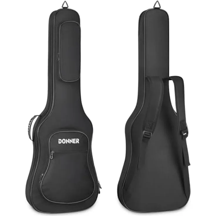 Donner E-Gitarrentasche 39 Zoll, Gig Bag mit 10MM Polsterung, verstellbaren Trägern, wasserdichtem Material und zwei Taschen, Schwarz