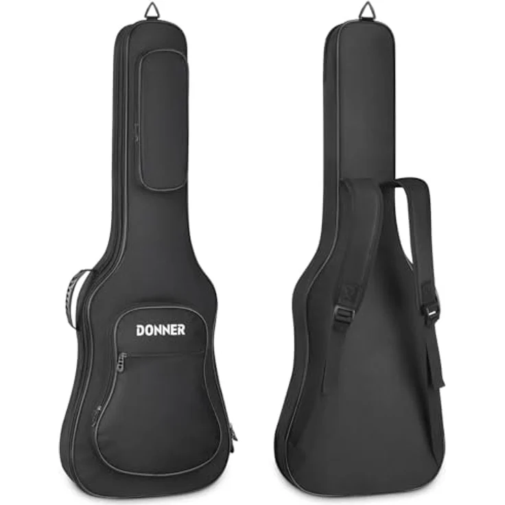 Donner E-Gitarrentasche 39 Zoll, Gig Bag mit 10MM Polsterung, verstellbaren Trägern, wasserdichtem Material und zwei Taschen, Schwarz – Bild 1