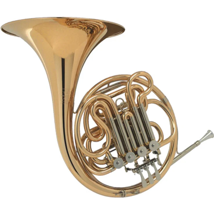 Hans Hoyer 801G-L Double Horn, Doppelhorn mit Goldmessing Mundrohr, 310 mm Schallstück, Neusilber Züge, inkl. Koffer und Mundstück