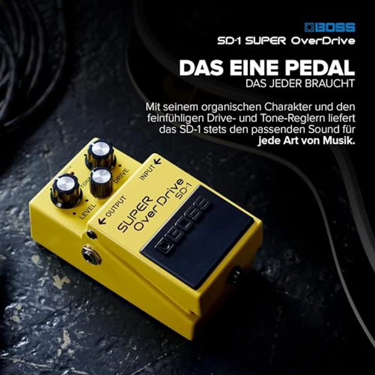 Boss SD-1 Overdrive, Effektpedal für warme Röhren-Amp Verzerrung, Level-Tone-Drive Regler, kompaktes Design 73 x 130 x 60 mm – Bild 5