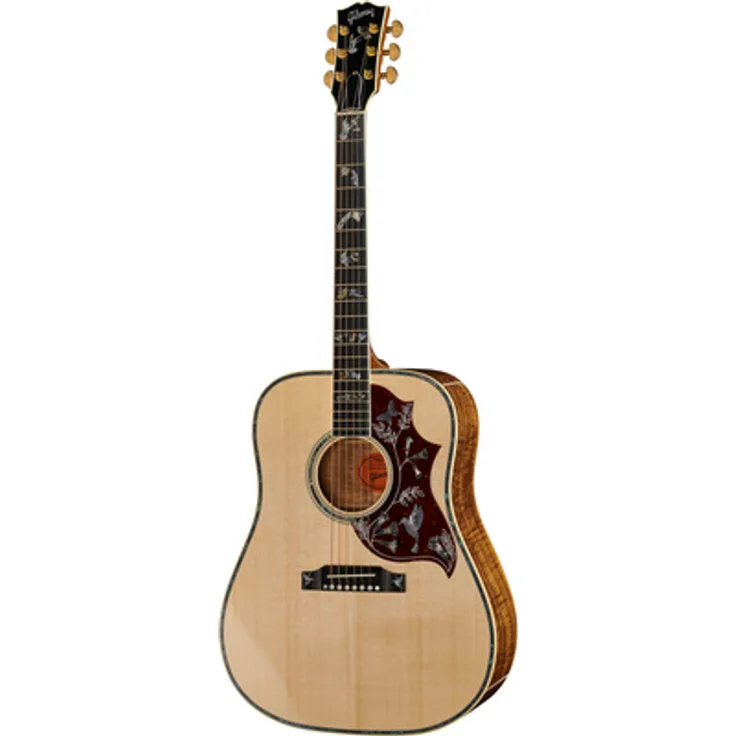 Gibson Hummingbird Custom Koa, Westerngitarre aus AAA Koa mit Sitka Fichtendecke, Hochglanznatur, inkl. Koffer