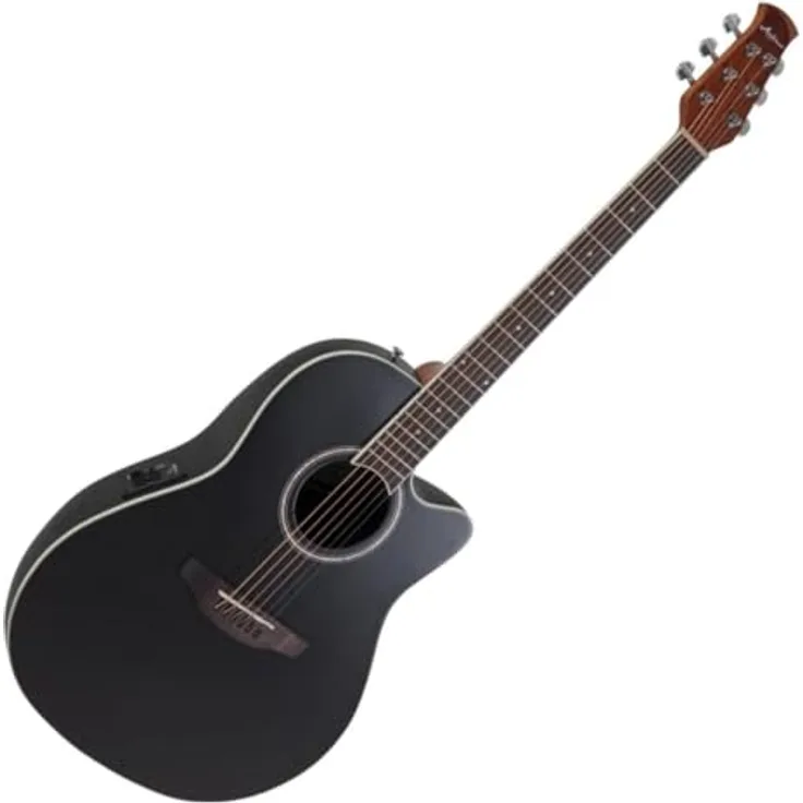 Applause Traditional AB24-5S, Mid-Depth Roundback Westerngitarre mit Cutaway, Fichtendecke, Black Satin, aktivem Preamp mit 3-Band EQ