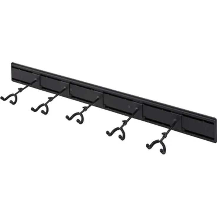 Harley Benton Slatwall Guitar Mount BK, Gitarrenhalterung aus Aluminium für bis zu 5 Gitarren, schwarz, max. Traglast 22,5 kg