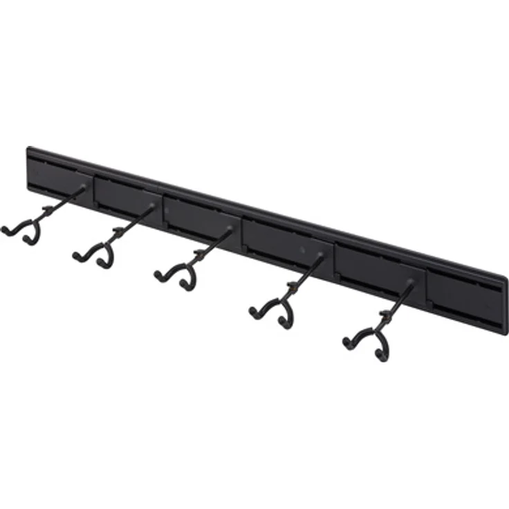 Harley Benton Slatwall Guitar Mount BK, Gitarrenhalterung aus Aluminium für bis zu 5 Gitarren, schwarz, max. Traglast 22,5 kg