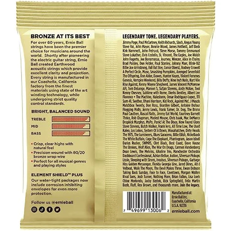 Ernie Ball Earthwood Bronze 3-pack 3006, Saiten Set für Westerngitarre, 80% Kupfer und 20% Zink, .010-.050 – Bild 2
