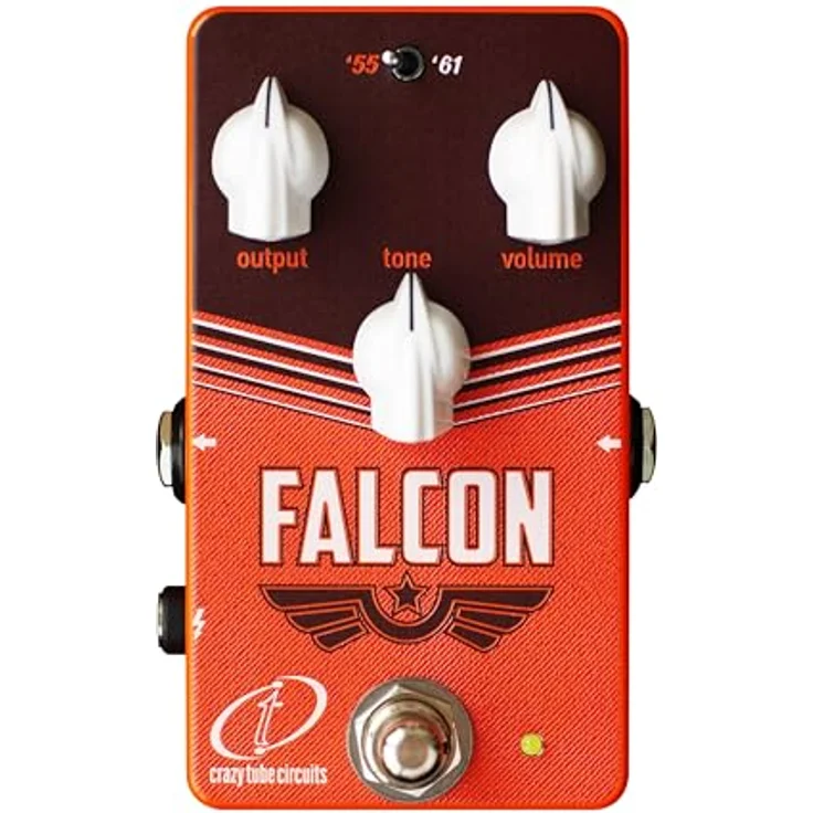 Crazy Tube Circuits Falcon Overdrive, Effektpedal für klassischen Tweed und Brownface Sound mit Volumen-, Tone- und Output-Regler, True Bypass, kompakt, 73 x 114 x 46 mm, 260 g – Bild 1