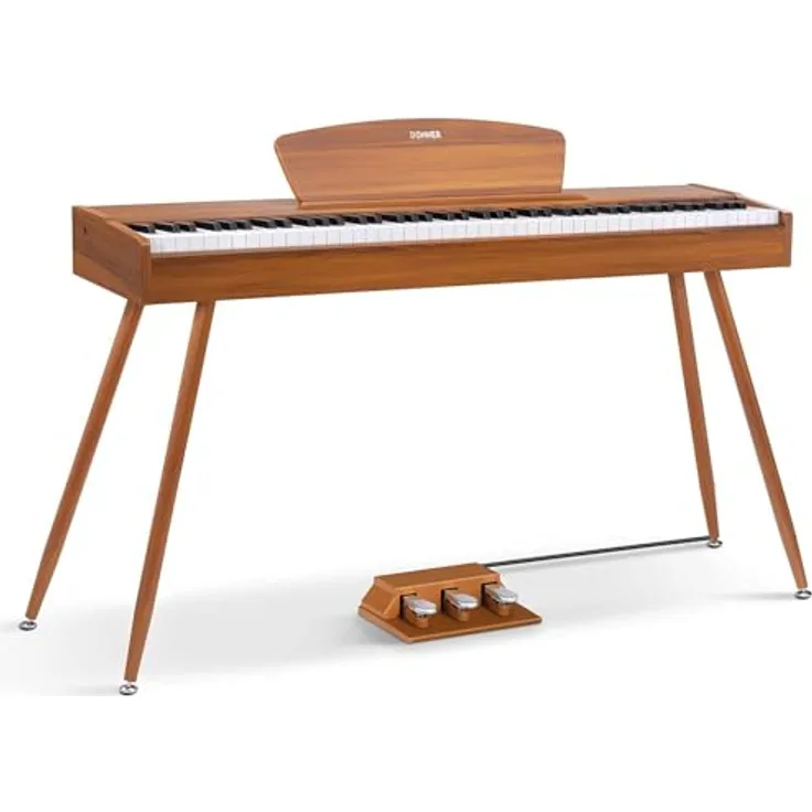 Donner DDP-80 Sound Upgrade, 88 Tasten Digitalpiano mit dreifach Pedal und Holzoberfläche