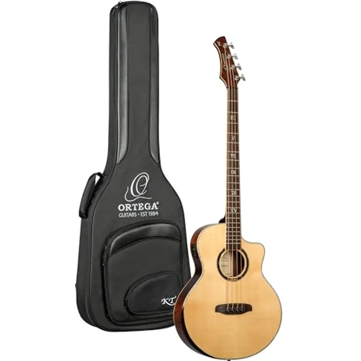 Ortega KTSM2-4 Ken Taylor Signature, 4-saitiger Akustik-Bass mit massiver Fichtendecke und Whiskey Burst Finish, inklusive wiederaufladbarer MagusX/B Elektronik – Bild 1