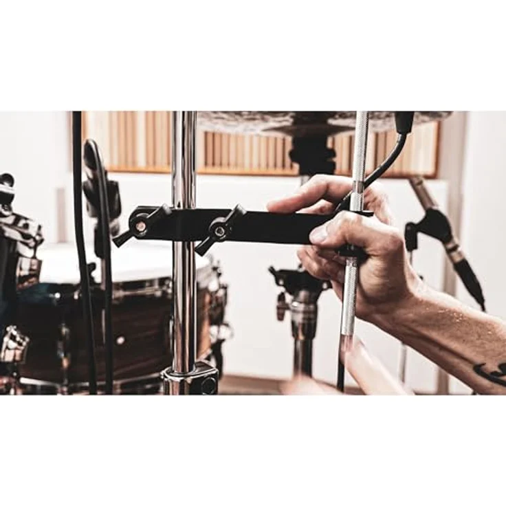 Meinl Percussion Microphone Clamp Set, Halterung für Mikrofon für Beckenständer, Stahl schwarz, 3 Mikrofonklemmen, 3 Mikrofonstangen, platzsparend und vielseitig montierbar – Bild 3