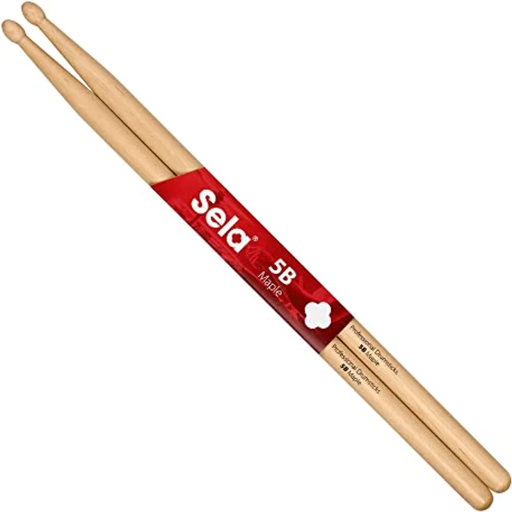 Sela Professional Maple 5B Drumsticks, Schlagzeug-Sticks aus Ahornholz mit ovaler Kopf-Form, ideal für sanften Rock, 1 Paar – Bild 1