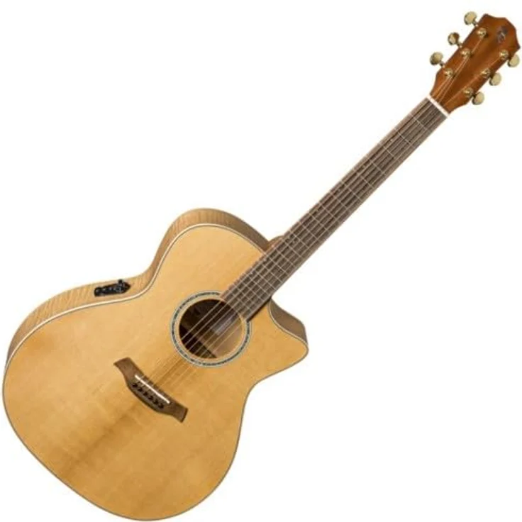 Baton Rouge TLM/ACEC Flamed Maple, Westerngitarre mit Auditorium Cutaway, massiver Fichtendecke, geflammtem Ahornboden & -zargen, Eukalyptusgriffbrett, Pickup System Cole Clark, natur matt offenporig – Bild 2