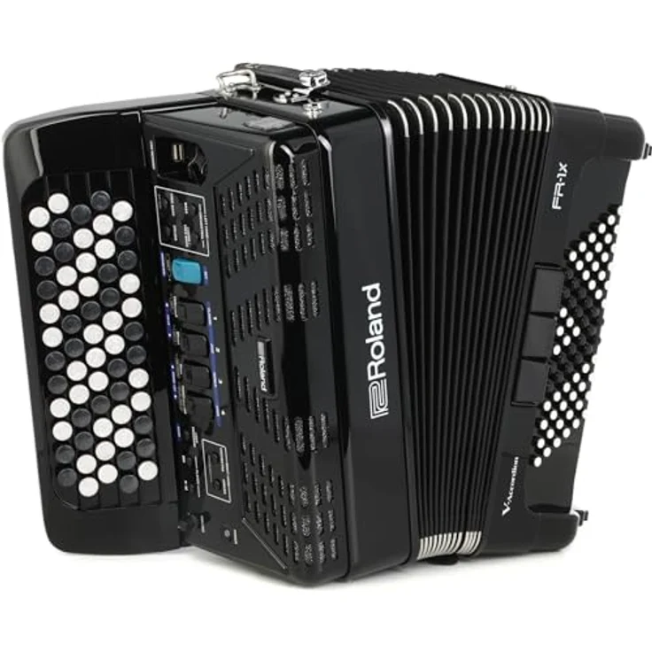 Roland FR-1XB BK, Digital-Akkordeon mit 62 anschlagdynamischen Knöpfen, 128-stimmig polyphon, Schwarz – Bild 2