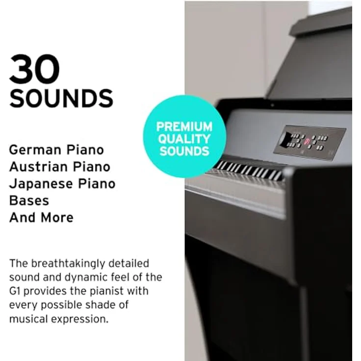 Korg G1 B Air BK, Digital Piano mit 88 Tasten RH3, 29 Sounds, Bluetooth und leistungsstarkem Lautsprechersystem, schwarz matt – Bild 2