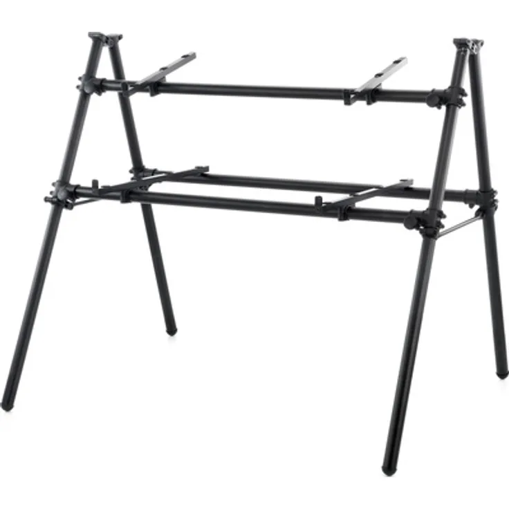 Jaspers 2D-120B Keyboard-Ständer, schwarz, höhenverstellbar für 2 Keyboards, klappbar, max. Belastung 40 kg