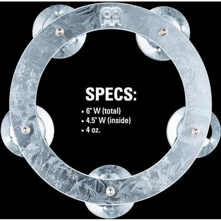 Meinl DCRING Dry Ching Ring, 6 Zoll Tambourine mit 5 Paar Zinkschellen, passend für Hi-Hats und Becken, aus Stahl – Bild 6