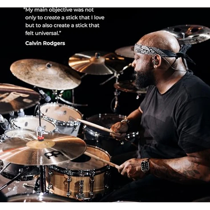 Meinl Calvin Rodgers Signature Stick, Drumstick aus American Hickory, Gewichtstyp: Medium, 419 mm Länge, 14,2 mm Durchmesser, runder Holzkopf, made in Germany – Bild 5