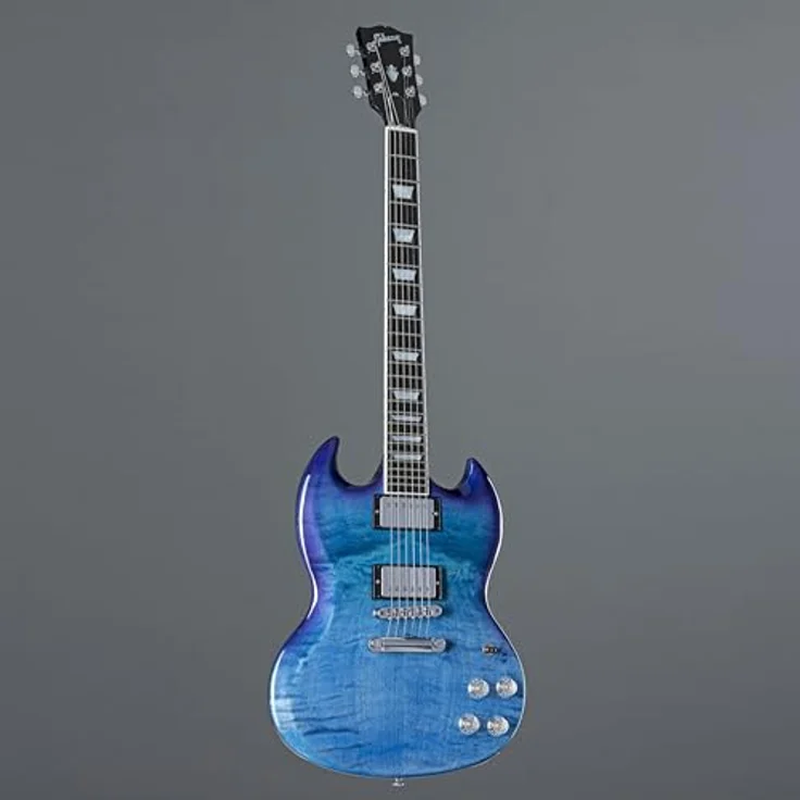 Gibson SG Modern BBF, E-Gitarre mit Mahagoni Korpus, AA-geflammter Ahorndecke, Ebenholz Griffbrett und Burstbucker Pro Pickups, Farbe Blueberry Fade, inkl. Koffer, Made in USA – Bild 6