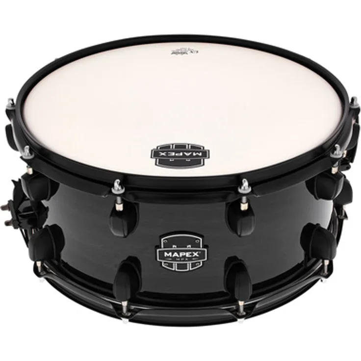 Mapex 14"x6,5" MPX Hybrid Snare Drum, Ahorn-/Pappelkessel, Transparent Midnight Black Finish, Chrom Hardware, Remo UX Felle