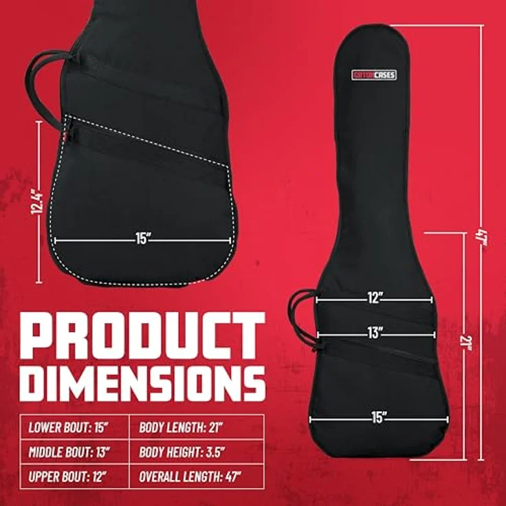 Gator Bass Guitar Gigbag, verstärkt mit 10 mm Schaumstoffpolsterung, geräumige Außentasche, Innenmaße: 1194 mm x 381 mm x 89 mm – Bild 6
