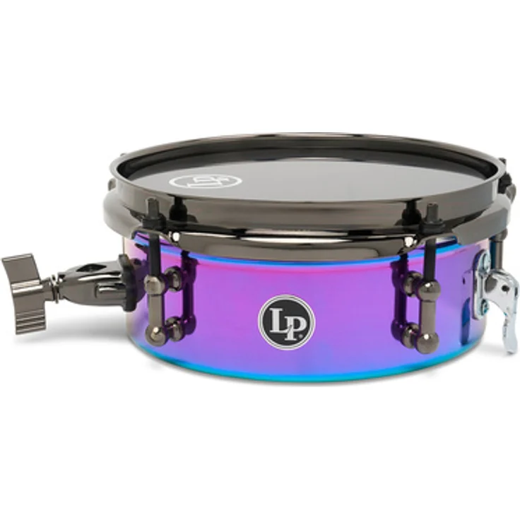 LP 08" Tony Succar Micro Snare, Rainbow Signature Trommel aus verchromtem Stahl mit Black Nickel Hardware