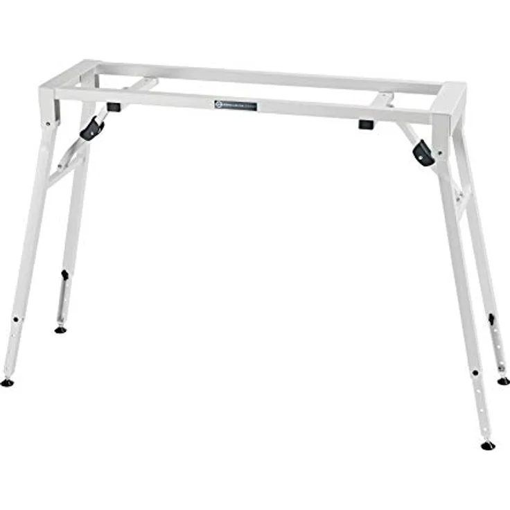 K&M 18953 Stagepiano-Klapptisch, höhenverstellbar von 60 bis 100 cm, reinweiß aus Stahl, klappbar für mobilen Einsatz