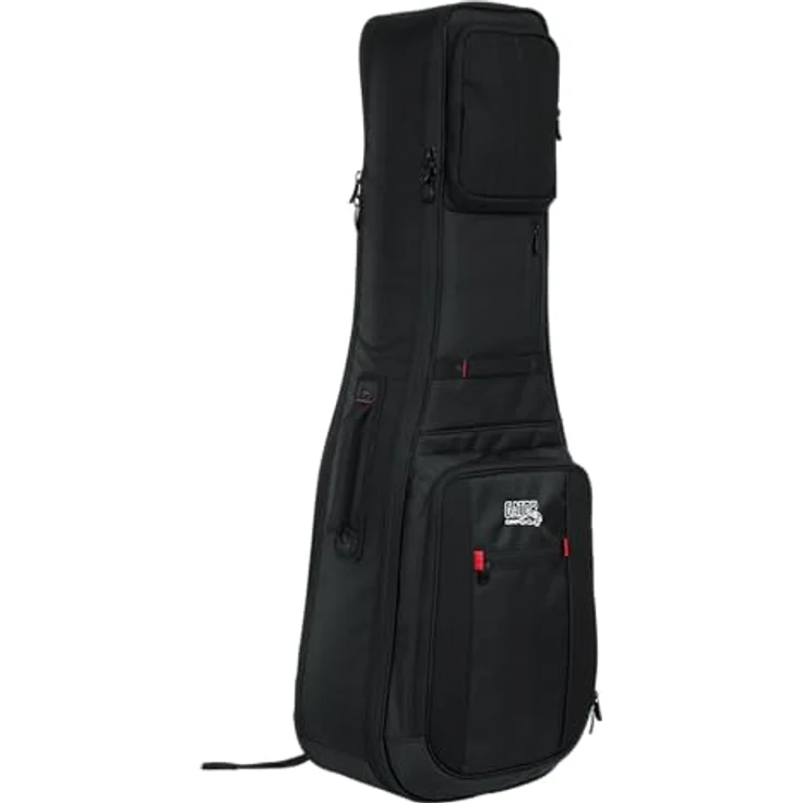 Gator G-PG E-Guitar Double Bag, professionelles Gigbag für 2 E-Gitarren mit Micro-Fleece Innenfutter und Regenschutz, schwarz – Bild 4