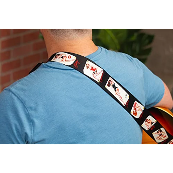 Levys Poly Print Strap 2" Pin Up, Gitarrengurt aus Polyester mit Leder-Endstück, mehrfarbig, verstellbar bis 165 cm – Bild 6