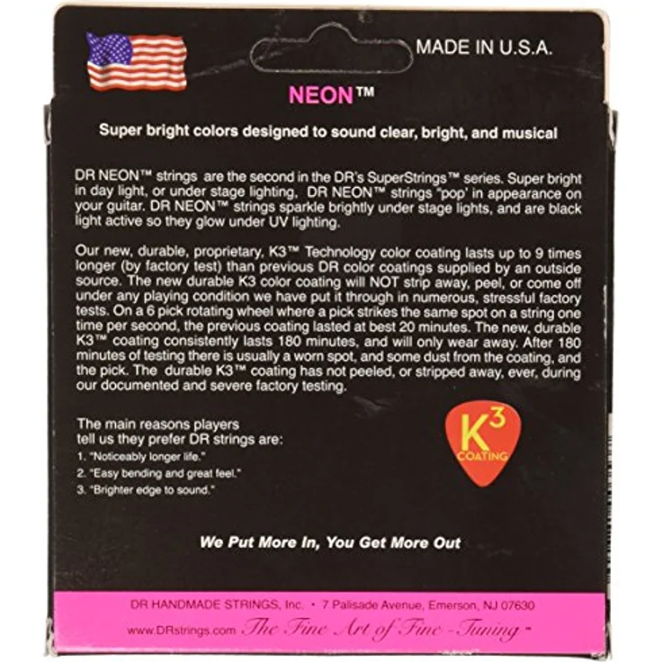 DR Strings Hi-Def Neon Pink NPE-11, E-Gitarre Saiten Set Heavy 11-50, rosa – Bild 2