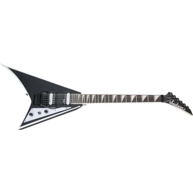 Jackson JS32 Rhoads AH BK, E-Gitarre mit Pappel-Korpus, Ahorn-Hals, Floyd Rose Tremolo, Schwarz mit weißen Bevels – Bild 5