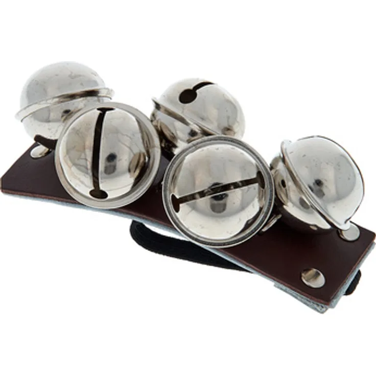 Studio 49 SBg Sleighbell Wristlets, Schellenband mit 5 Rollenschellen auf Lederband und Gummizug