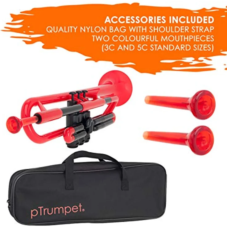 PINSTRUMENTS pTrumpet PTRUMPET1R, Kunststofftrompete in Rot, leicht & ideal für Schulen, inkl. Tragetasche und 2 Mundstücke – Bild 5