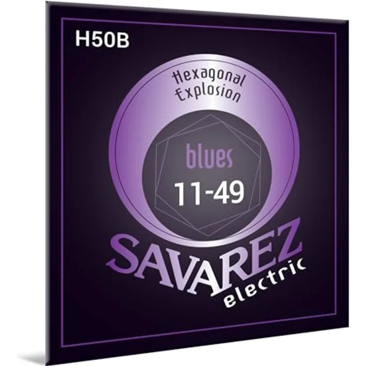 Savarez Saiten für E-Gitarre Hexagonal Explosion Nickel, Medium .011-.049 für Blues, vernickelter Stahl mit exzellentem Ansprechverhalten