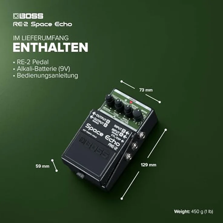 Boss RE-2 Space Echo Delay/Reverb, Effektpedal für E-Gitarre mit 11 Delay-Modi, inklusive Echo und Reverb, kompakte Bauweise – Bild 6
