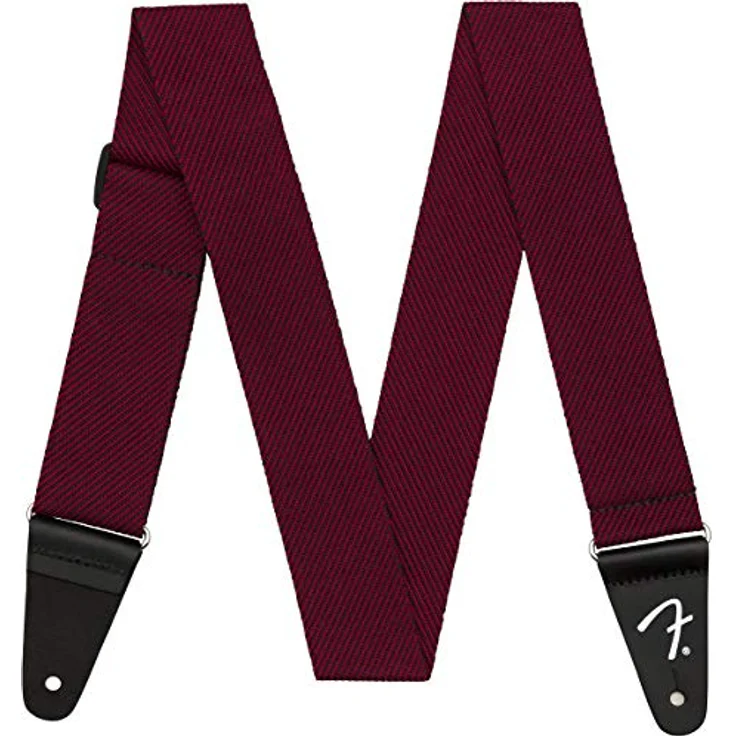 Fender 2" Modern Tweed Strap BK/RD, Gitarrengurt aus weichem Tweed mit schwarzen Lederenden, verstellbar von 119 - 142 cm, Schwarz/Rot – Bild 3