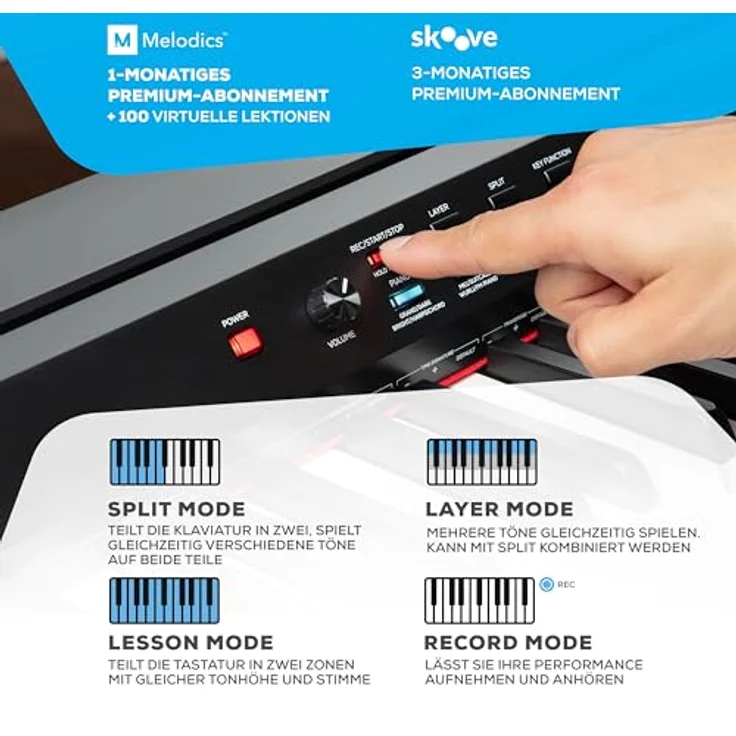 Alesis Recital Grand, E-Piano mit 88 gewichteten Hammermechanik-Tasten, 16 Sounds, Lautsprechern und Kopfhörerausgang, inkl. Klavier Lektionen-Abo – Bild 4