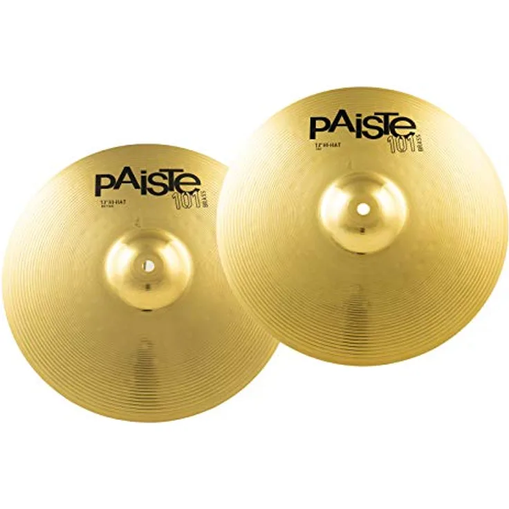 Paiste 101 Brass Hi-Hat, 13 Zoll Schlagzeugbecken aus hochwertigem Messing